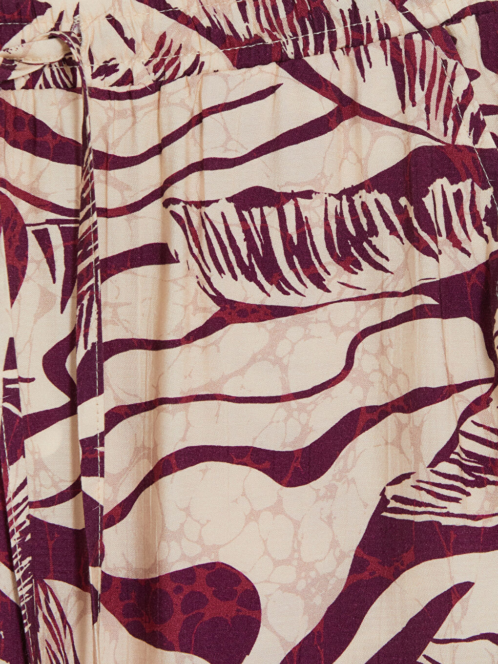 Mor Beli Lastikli Desenli Kadın Pantolon-2