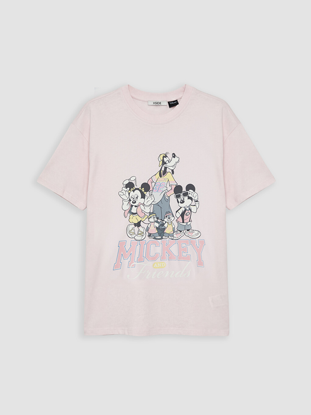 Pembe Mickey Mouse Baskılı Kadın Tişört
