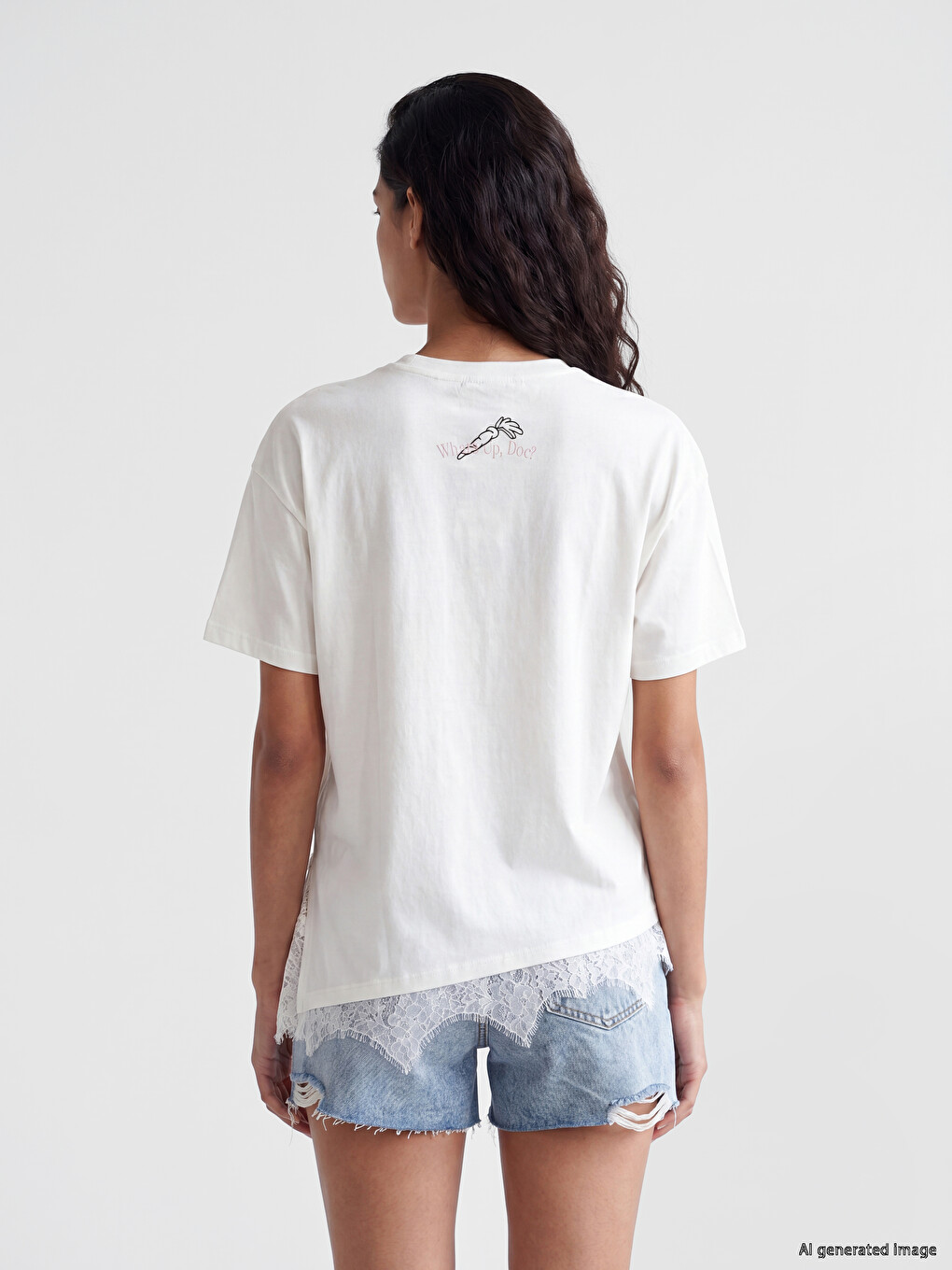 Bugs Bunny Printed Lace Detailed Blouse-3