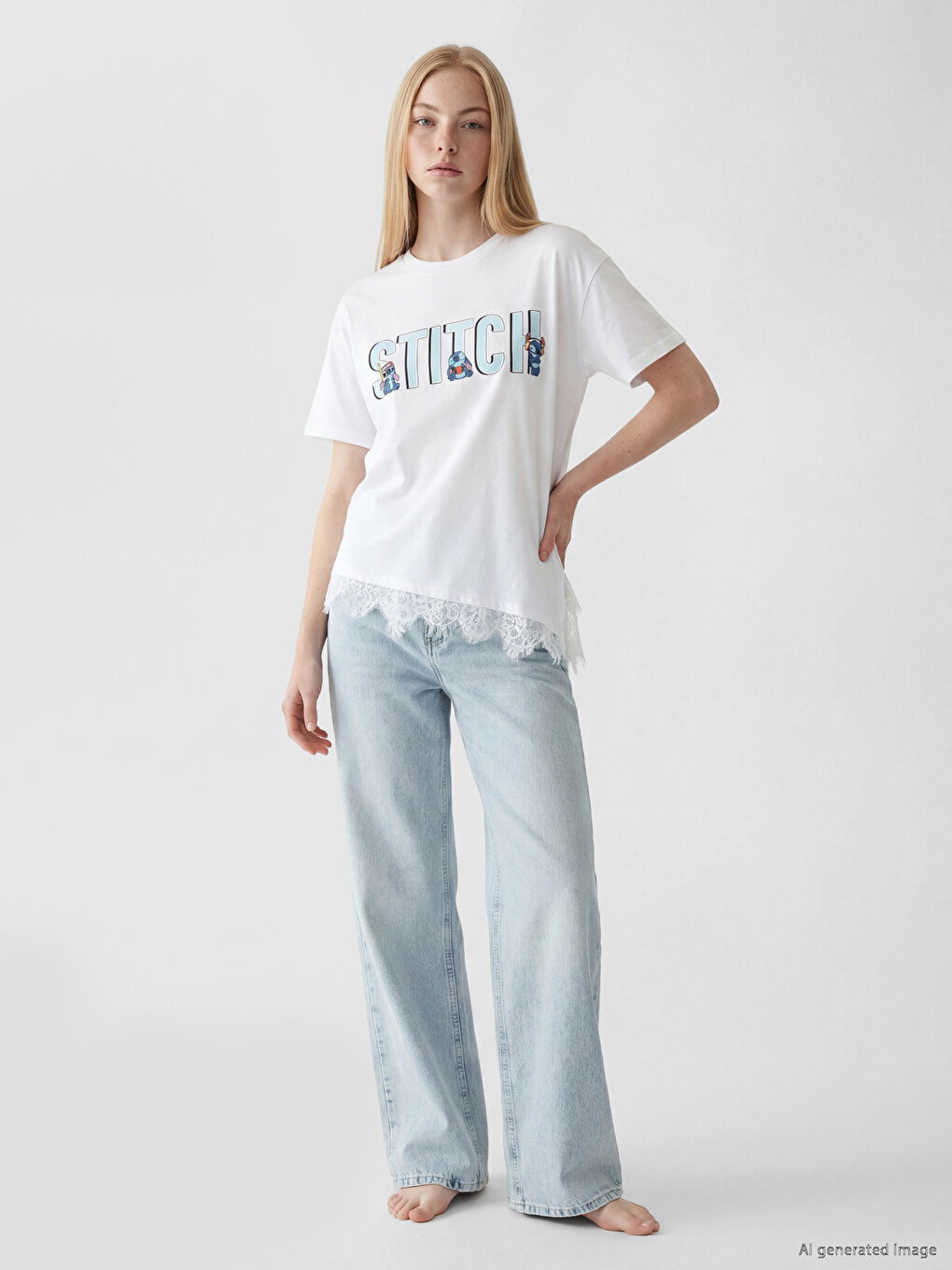Stitch Printed 100% Cotton Women's T-shirt-1