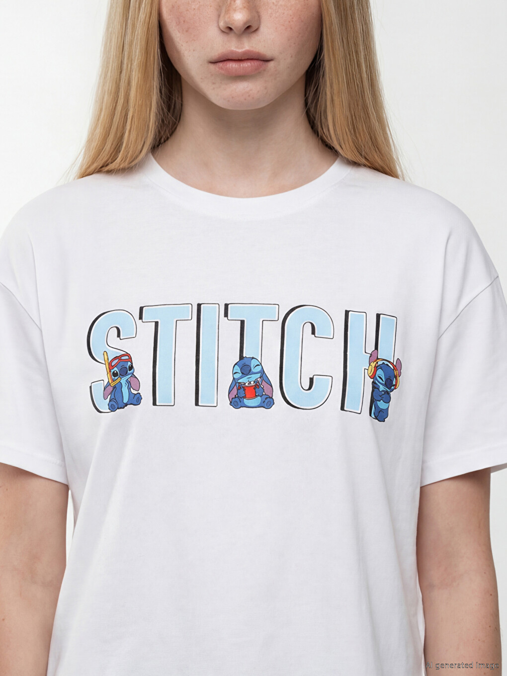 Stitch Printed 100% Cotton Women's T-shirt-2