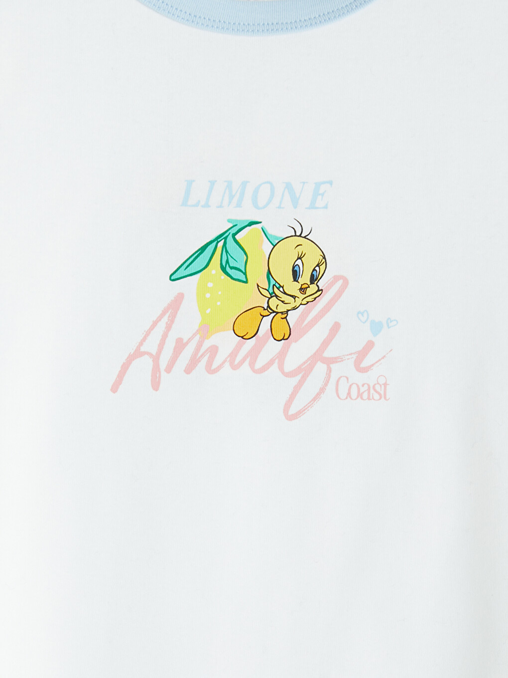 Beyaz Bisiklet Yaka Tweety Baskılı Kadın Crop-1