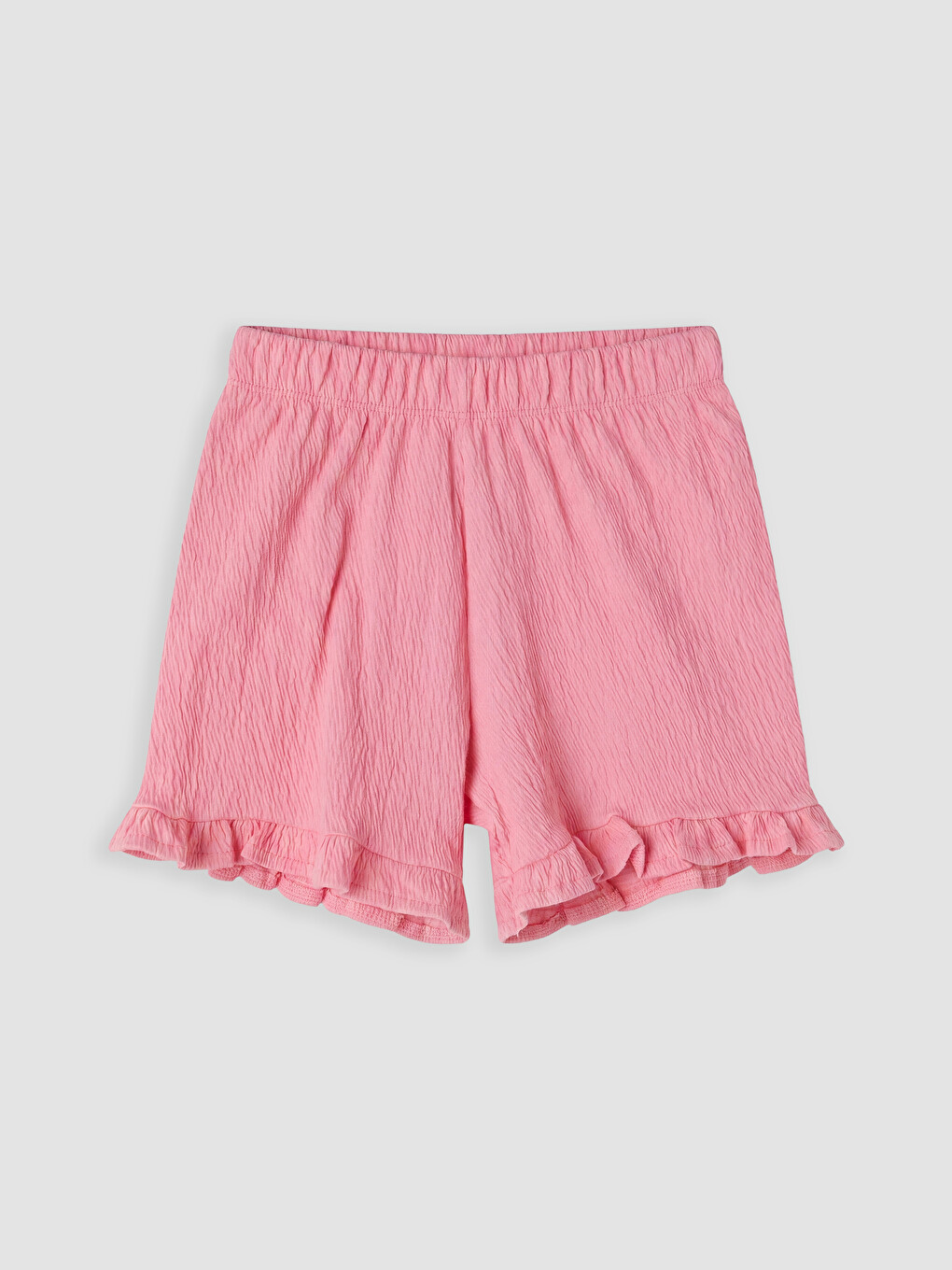 Pembe Beli Lastikli Fırfırlı Kız Çocuk Şort-1