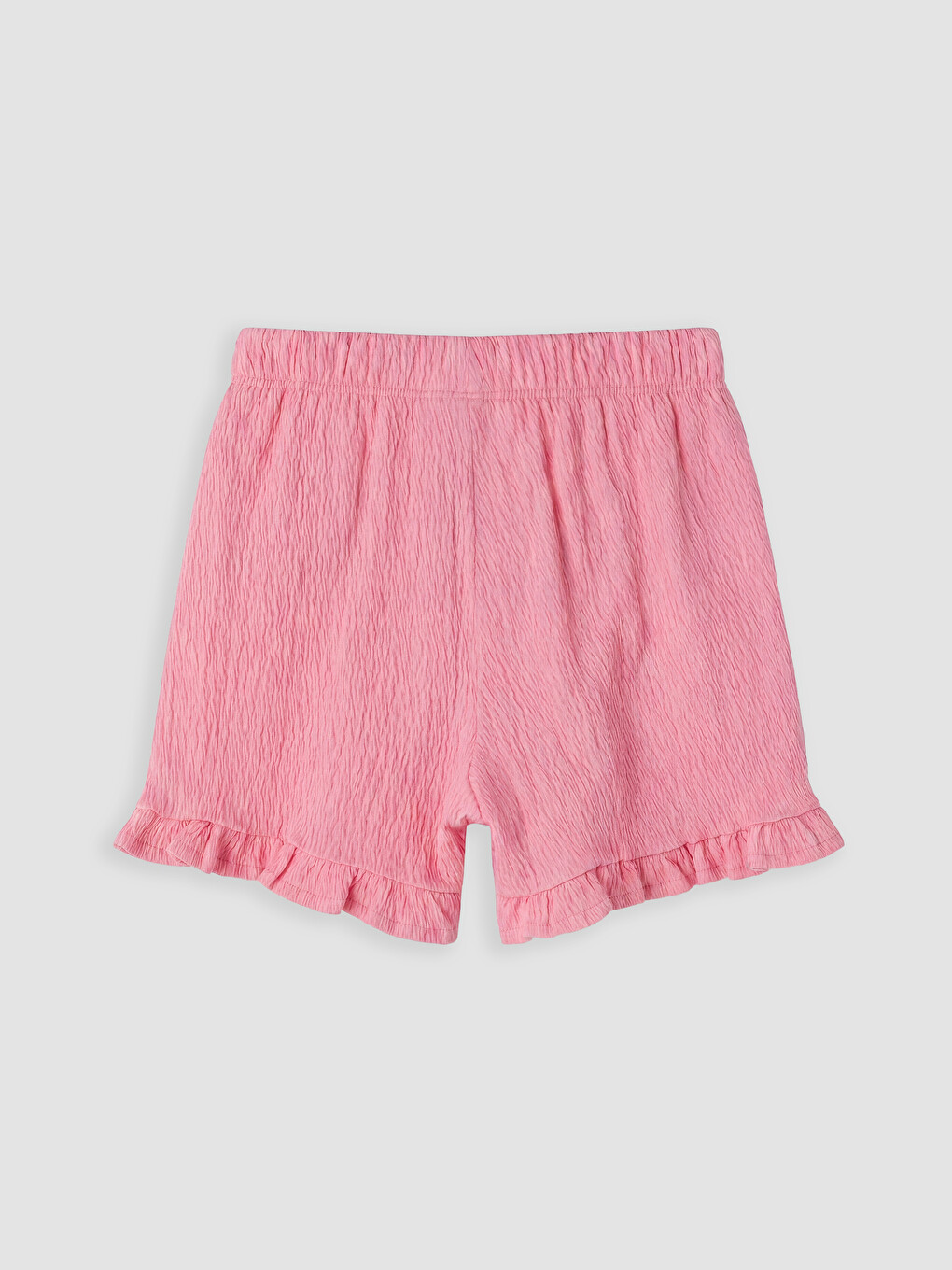 Pembe Beli Lastikli Fırfırlı Kız Çocuk Şort-2
