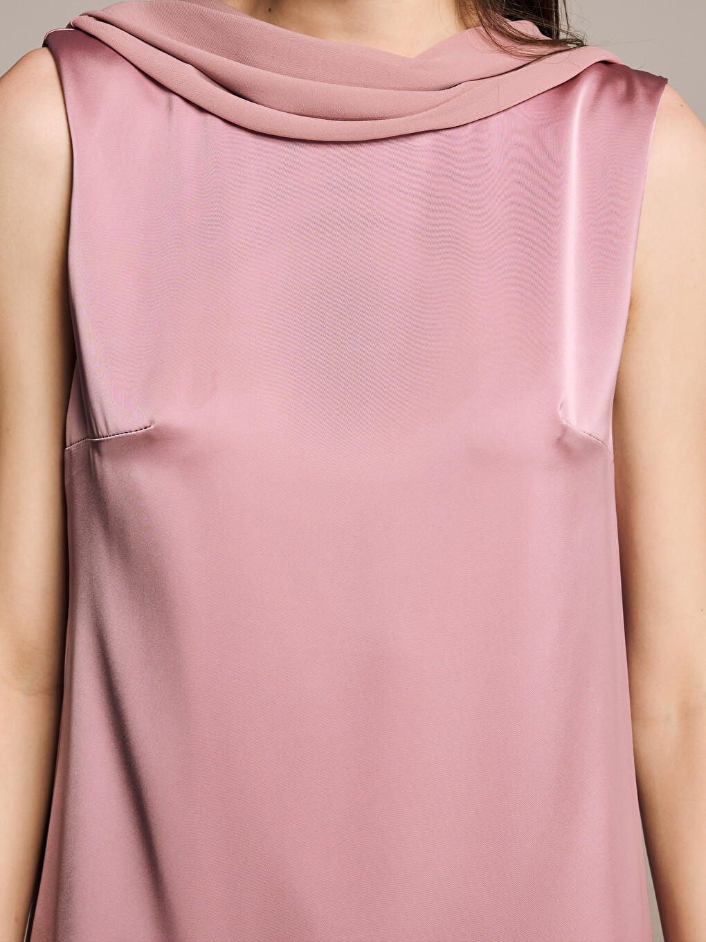 Pembe Şal Yaka Mini Abiye Elbise-3