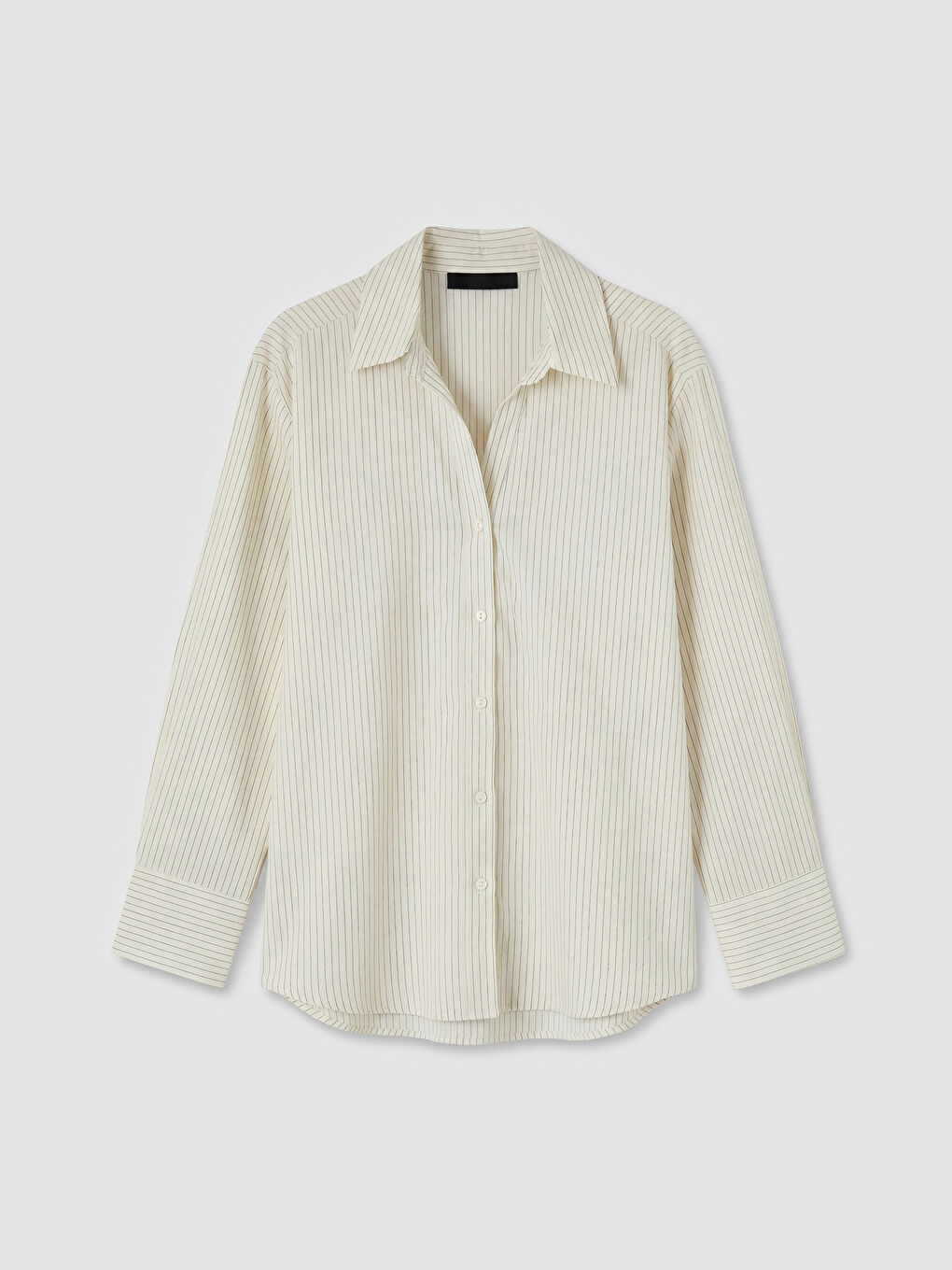 Ekru Çizgili Kadın Gömlek