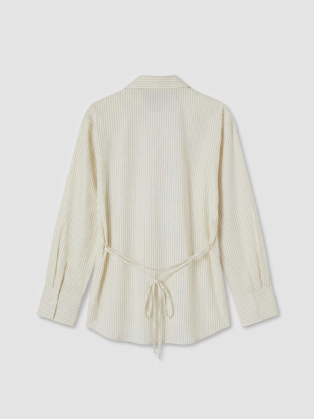 Ekru Çizgili Kadın Gömlek-1