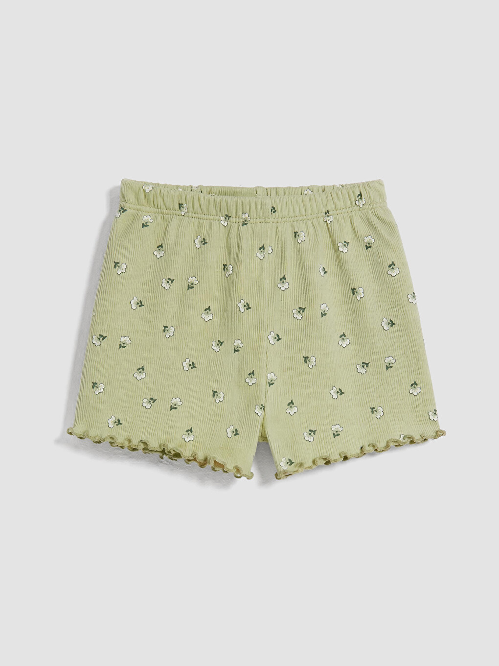 Yeşil Beli Lastikli Kız Bebek Şort