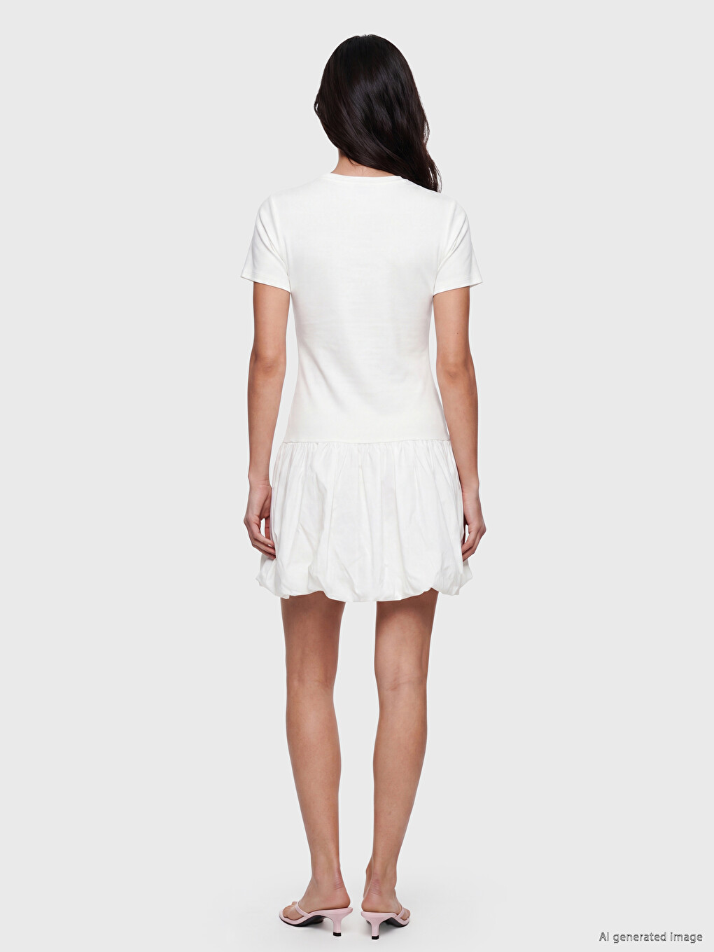 Crew Neck Balloon Mini Dress-3