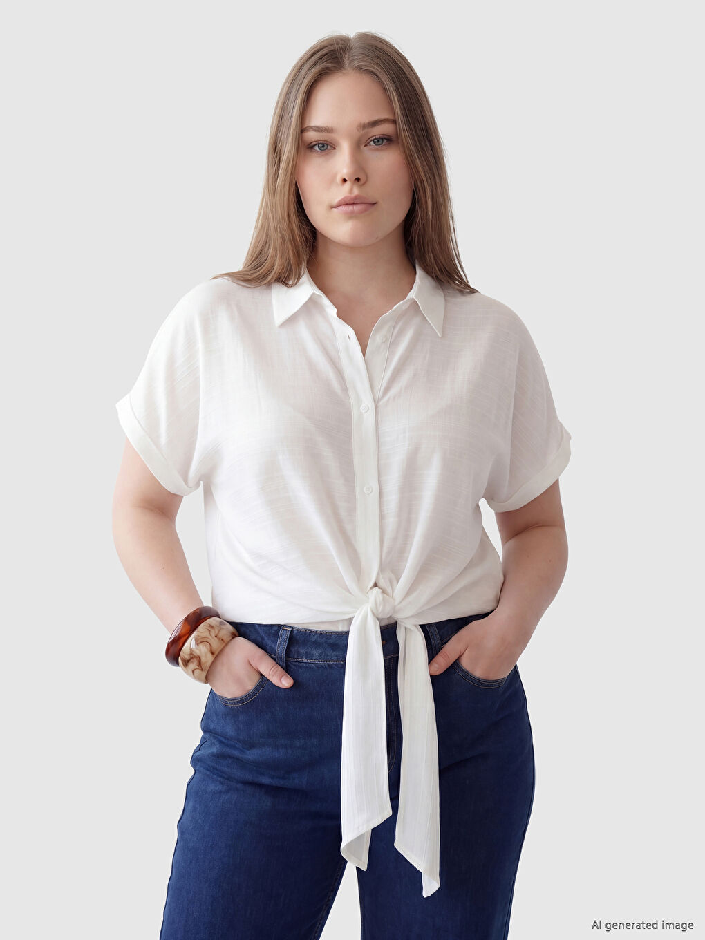 Striped Tie-Waist Women's Shirt-1