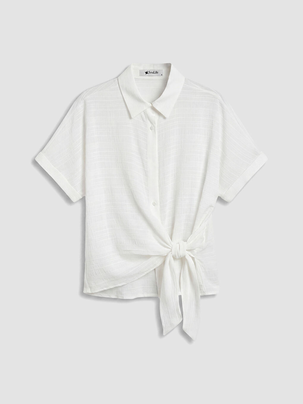 Striped Tie-Waist Women's Shirt-5