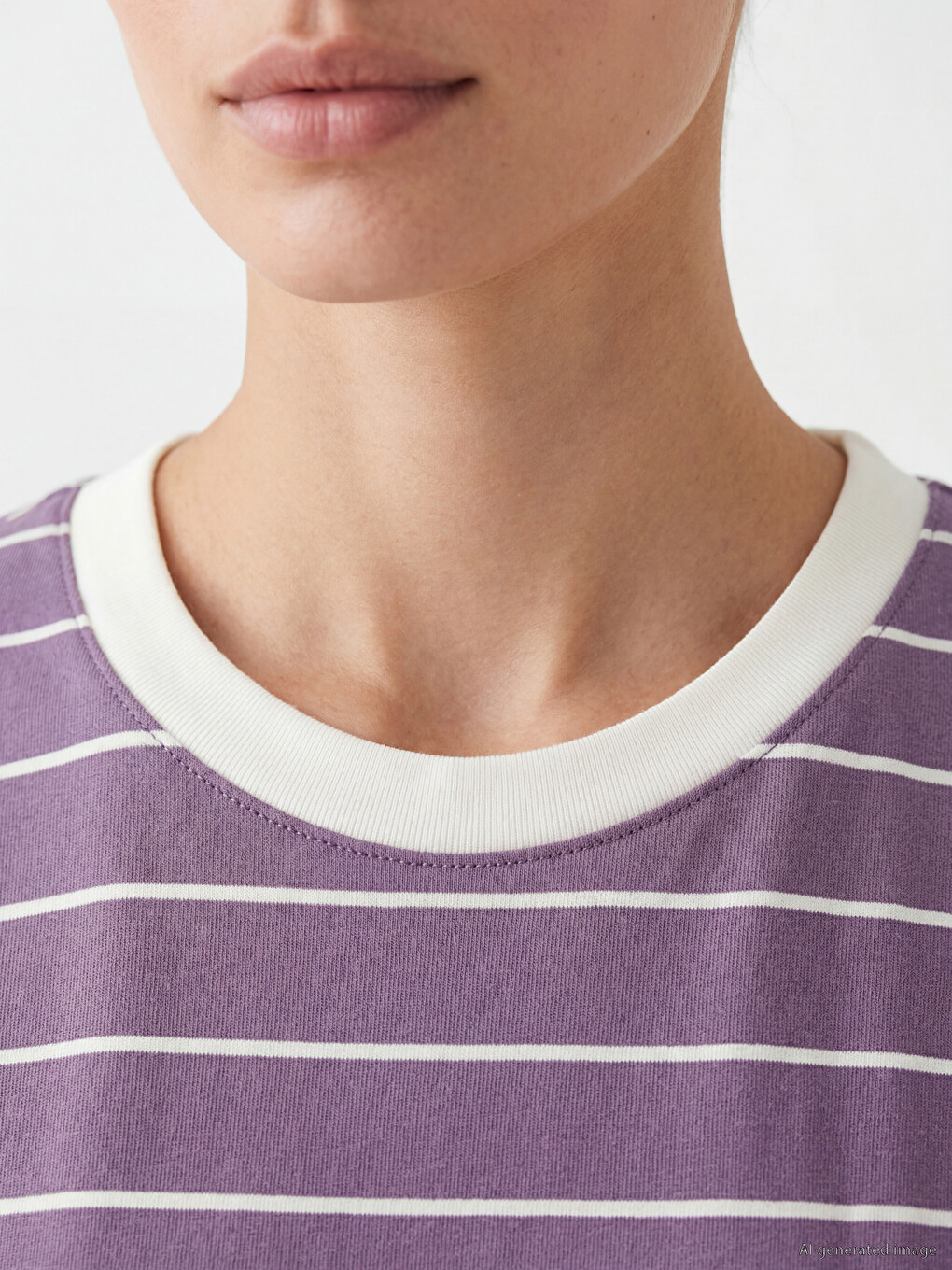 100% Cotton Striped Women's T-shirt-2