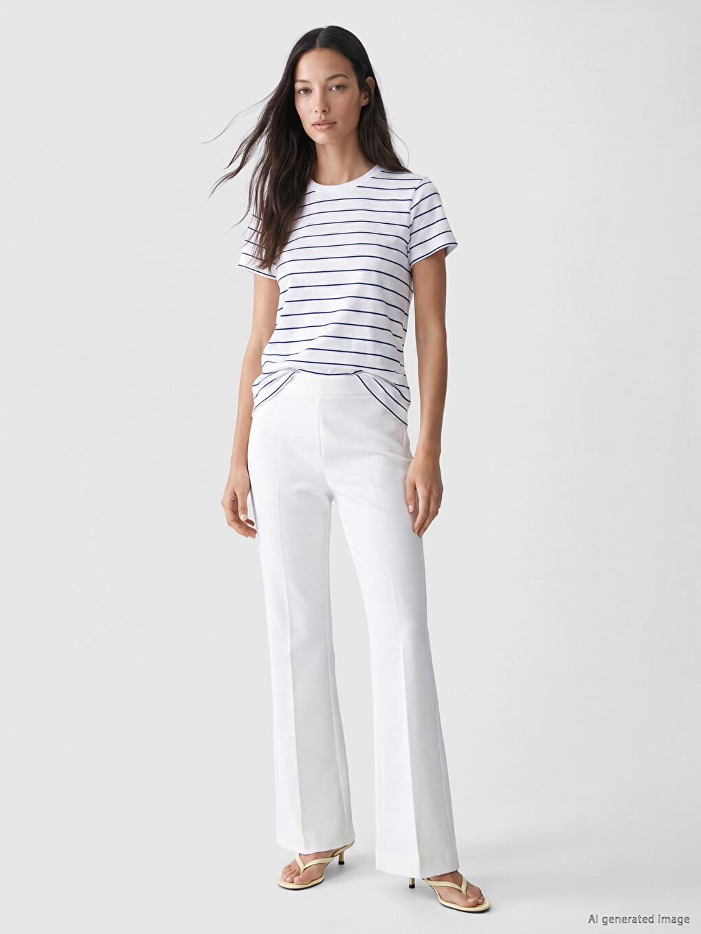 100% Cotton Striped Women's T-shirt-1