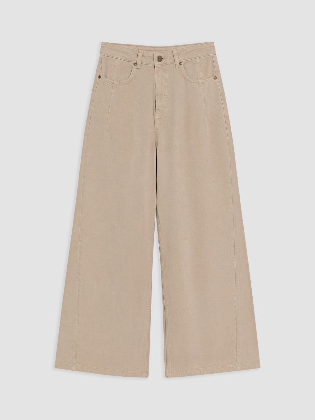 Bej Wideleg Kadın Jean Pantolon