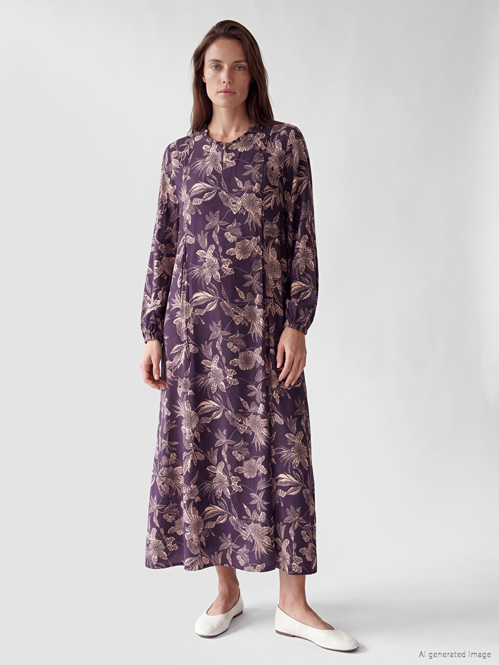 Crew Neck Patterned Dress