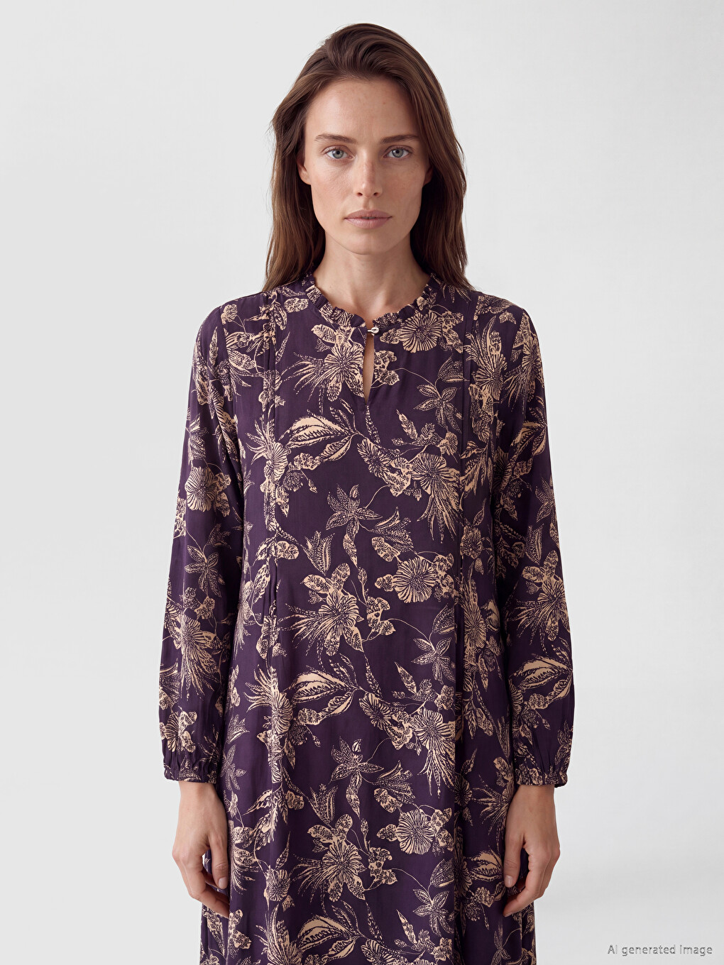 Crew Neck Patterned Dress-1