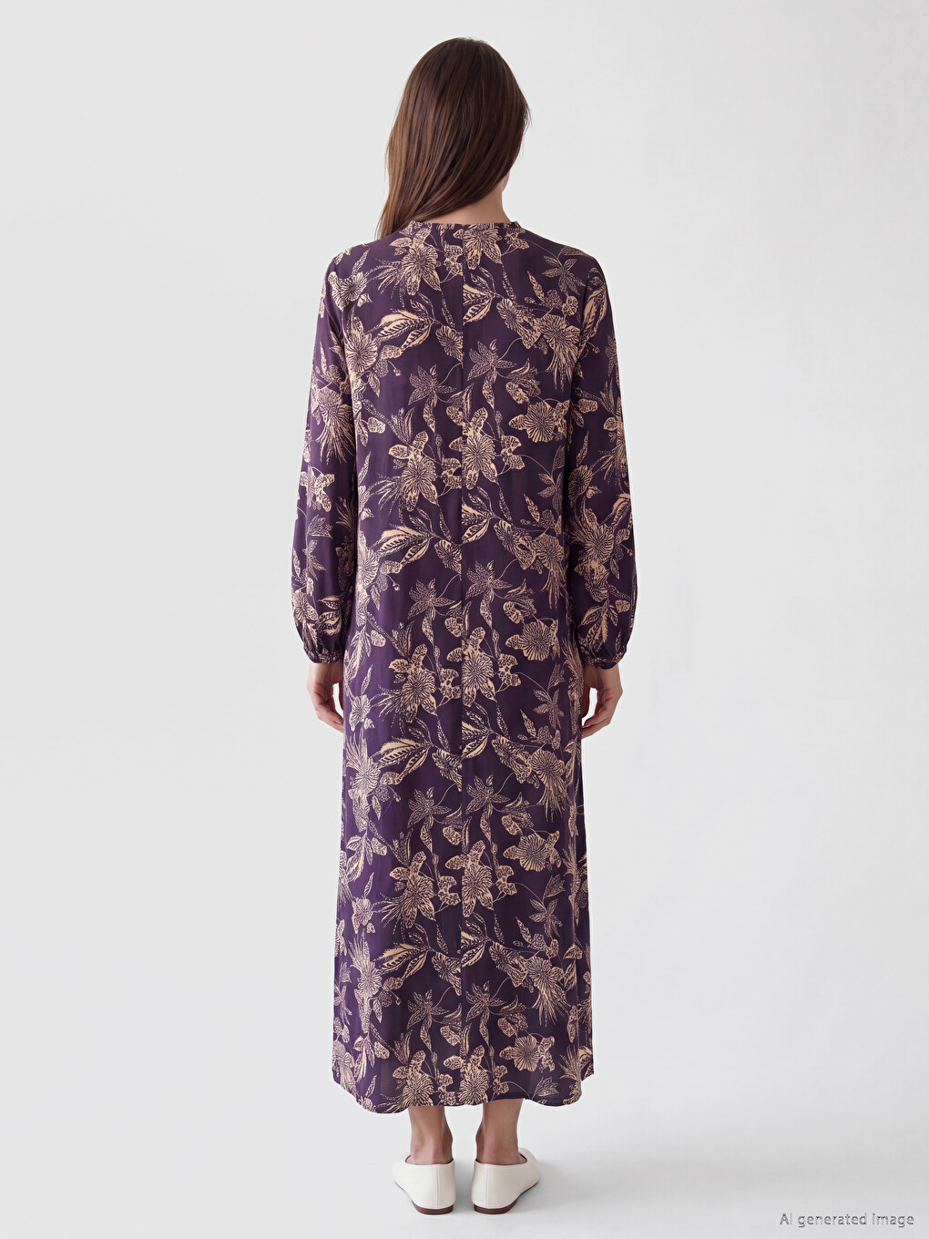 Crew Neck Patterned Dress-3