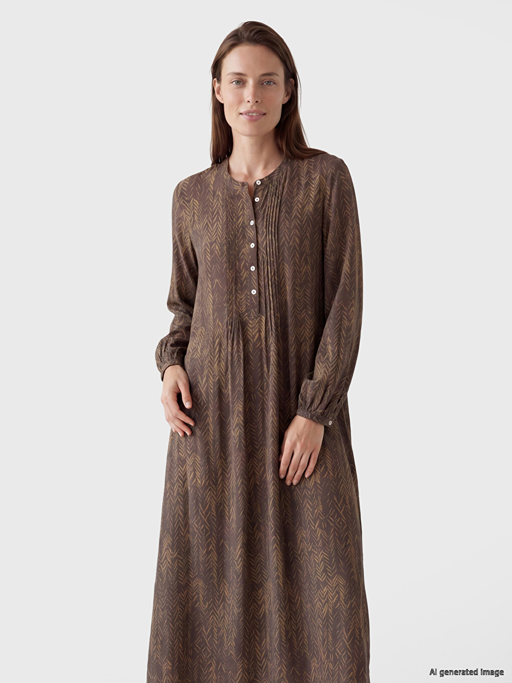 Grandad Collar Patterned Dress-1