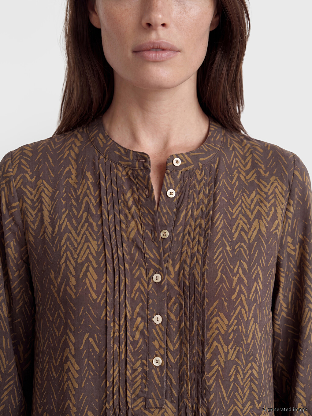 Grandad Collar Patterned Dress-2