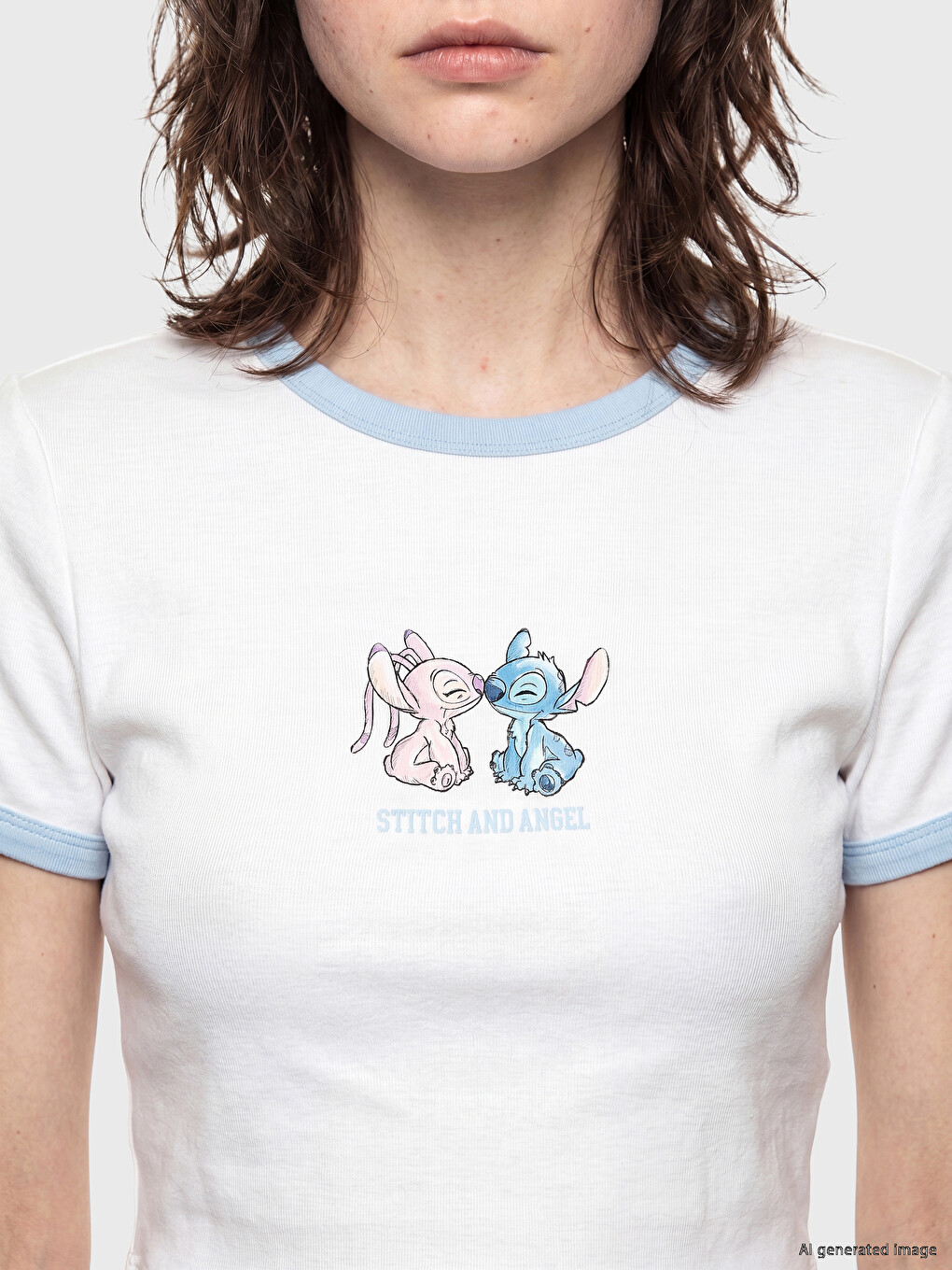 Ženski Kratki Top Sa Štampom Angel I Stitch-2