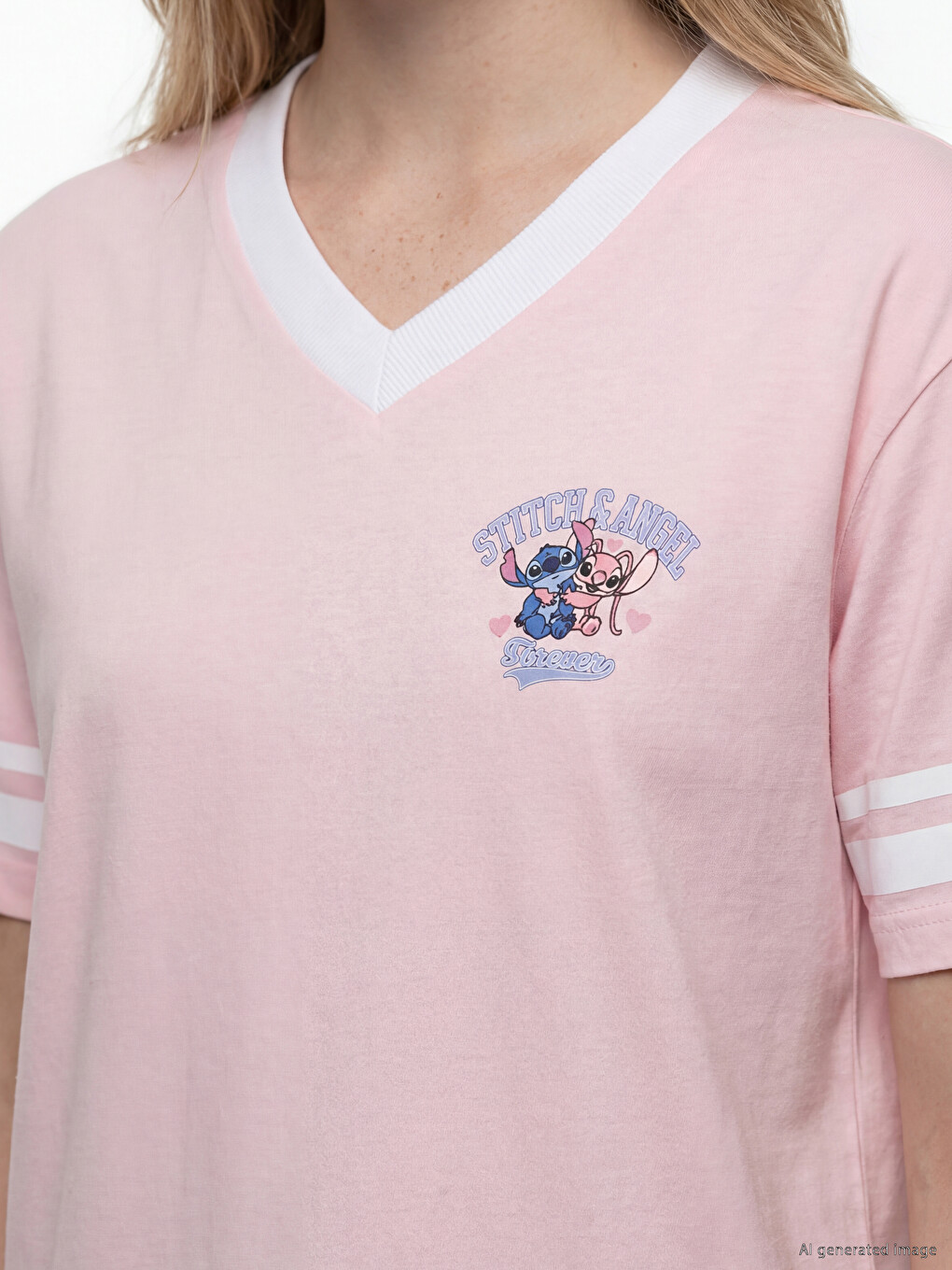 Stitch Printed 100% Cotton Oversize Women's T-Shirt-2