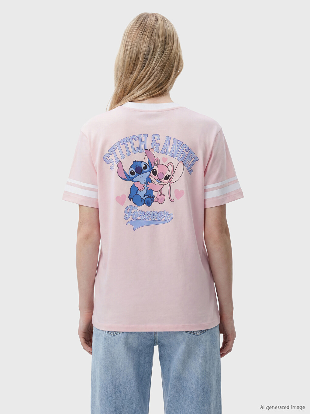 Stitch Printed 100% Cotton Oversize Women's T-Shirt-3