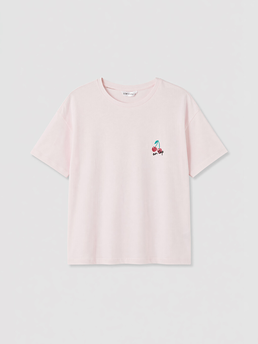 Pembe Kiraz Baskılı Kadın Pijama Takım-1