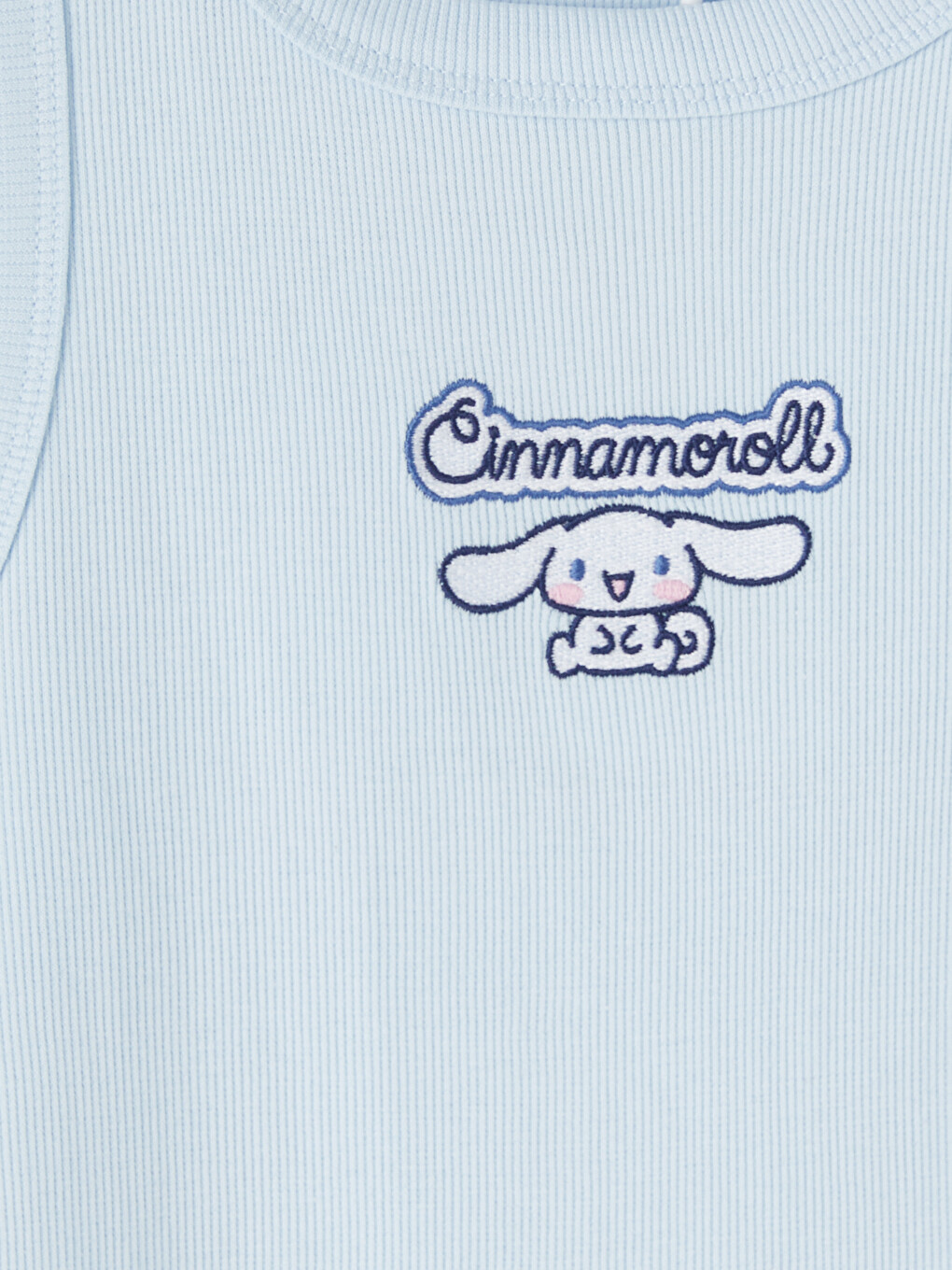 Mavi Cinnamoroll Nakışlı Bisiklet Yaka Kadın Fitilli Atlet-1