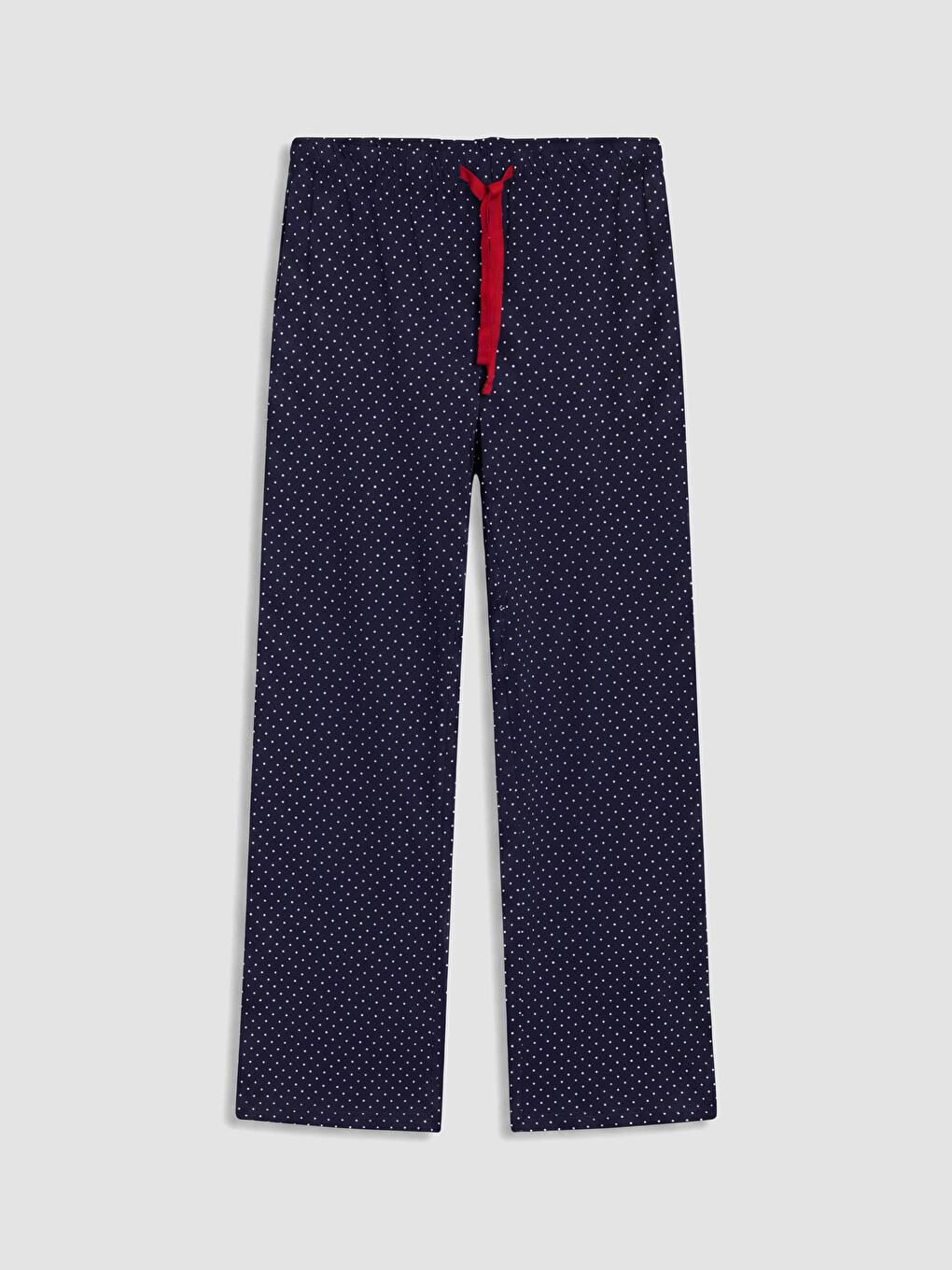 Lacivert Bisiklet Yaka Puantiyeli Kadın Pijama Takım-7