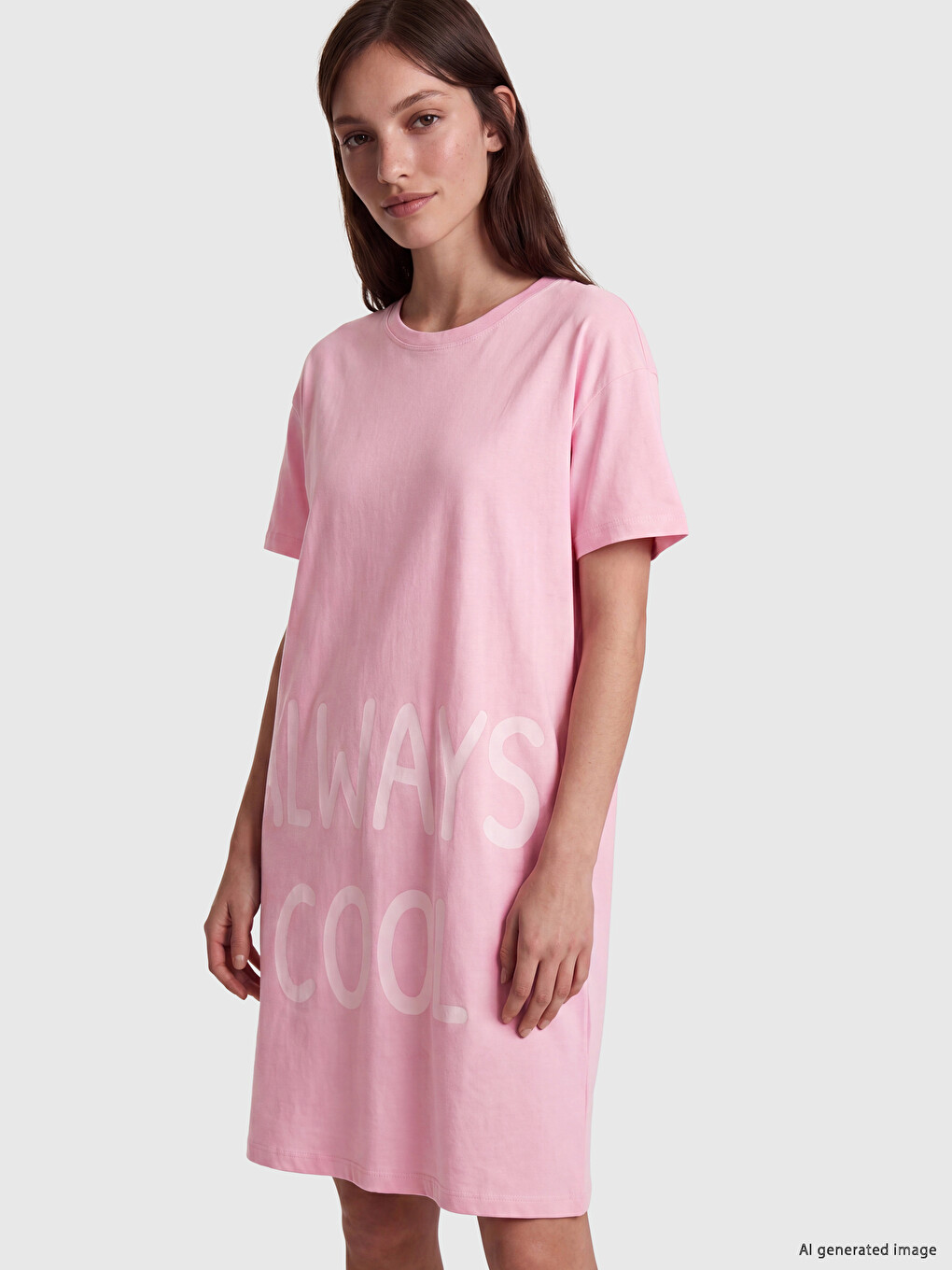 Crew Neck Printed 100% Cotton Women's Nightdress-1