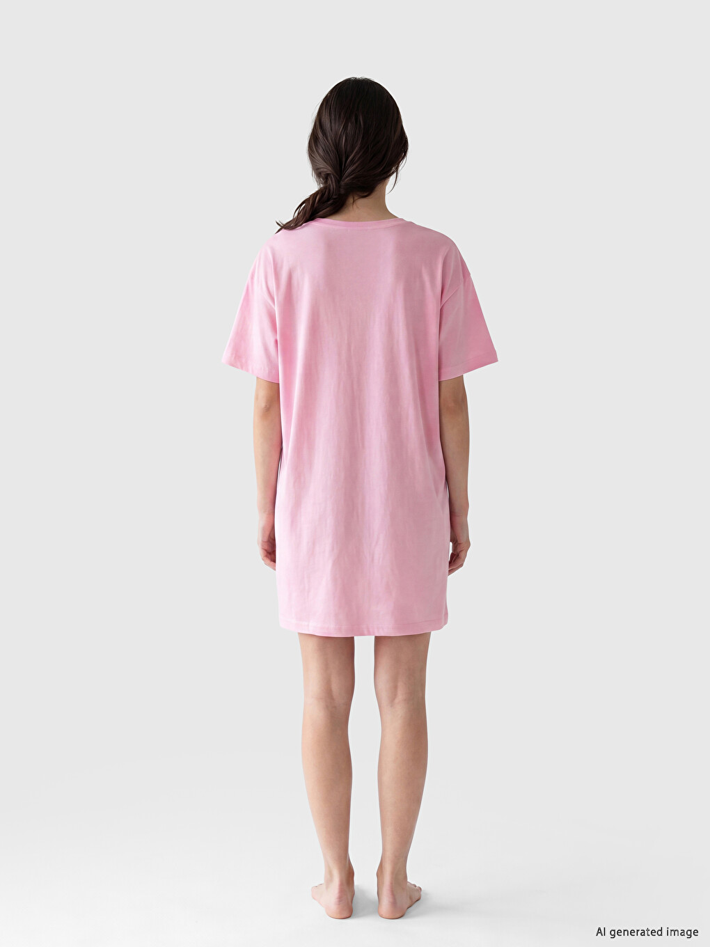 Crew Neck Printed 100% Cotton Women's Nightdress-3