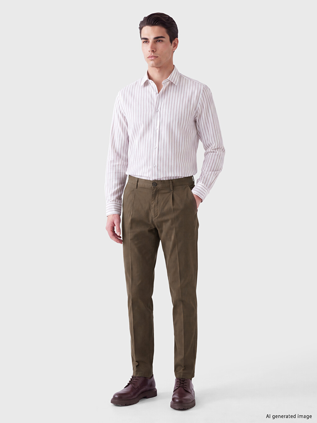 Kahverengi Regular Fit Gabardin Erkek Chino Pantolon