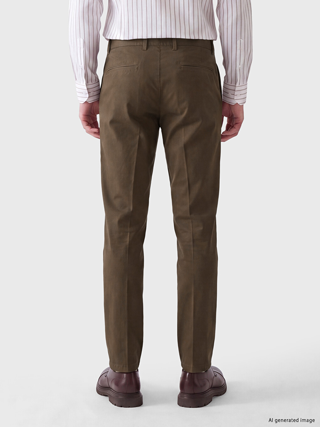 Kahverengi Regular Fit Gabardin Erkek Chino Pantolon-2