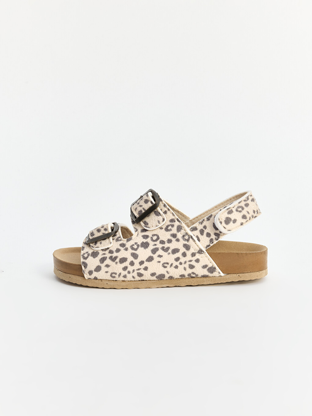 Bej Leopar Desenli Kız Çocuk Sandalet-1