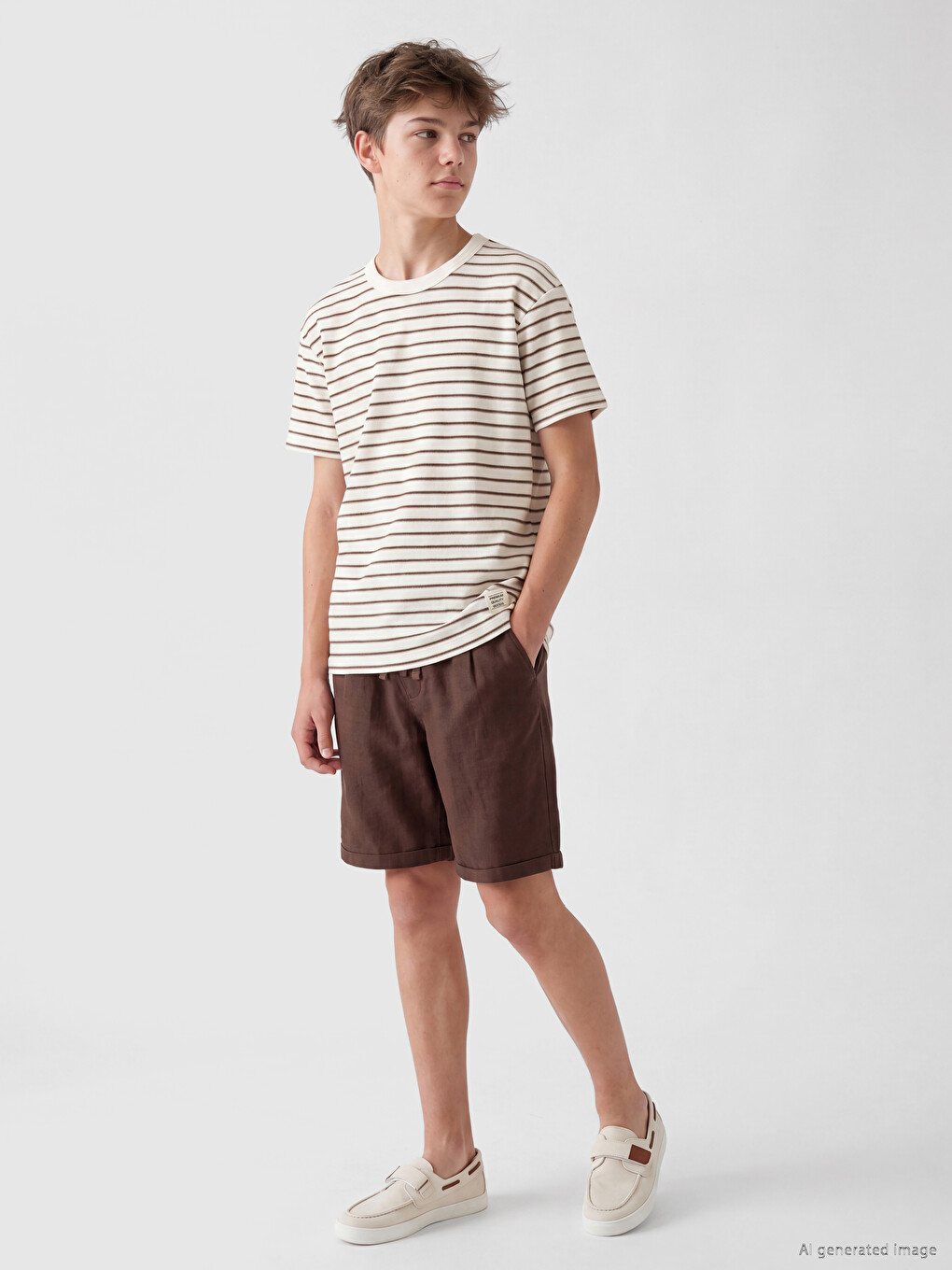 Crew Neck Striped Boys' T-shirt-1