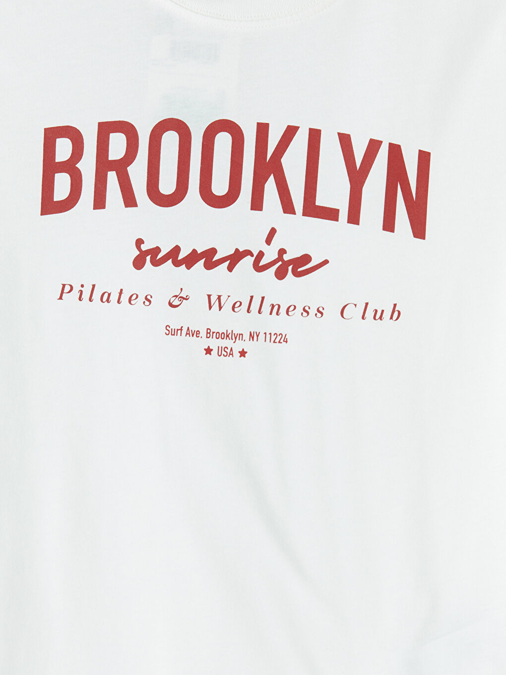 Ekru Bisiklet Yaka Brooklyn Baskılı Kadın Tişört-2