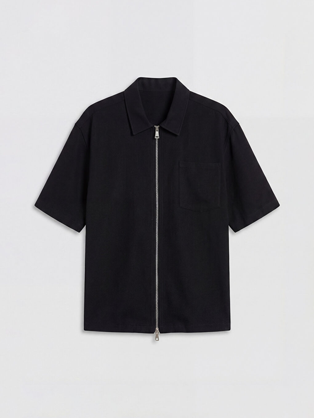 Siyah Regular Fit Fermuarlı Erkek Gömlek