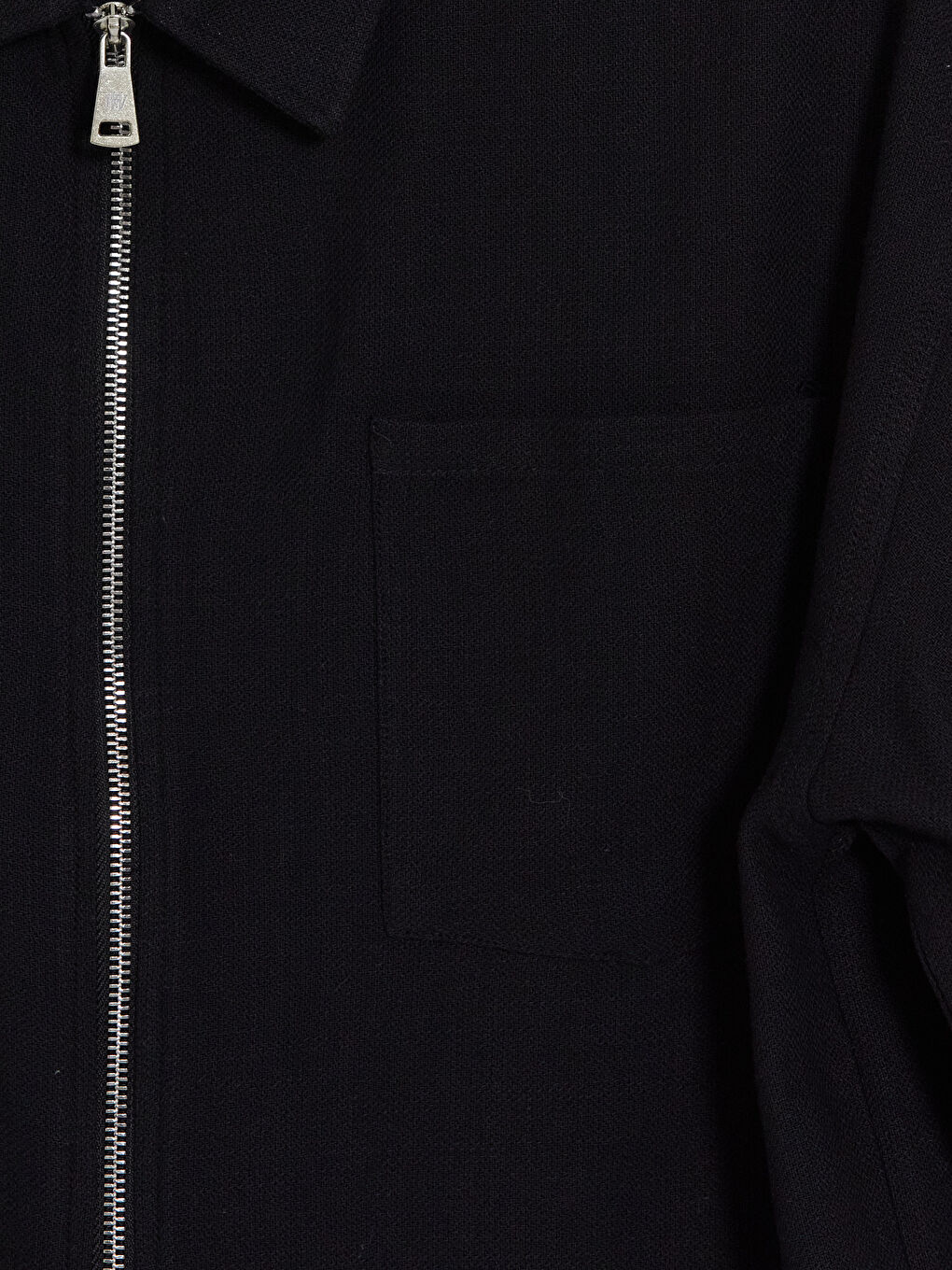 Siyah Regular Fit Fermuarlı Erkek Gömlek-2