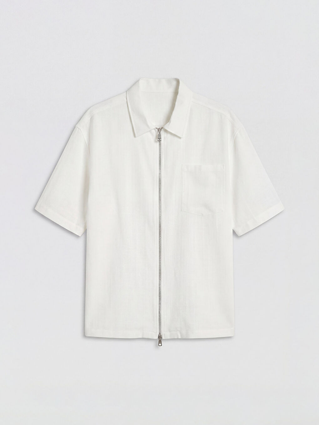 Ekru Regular Fit Fermuarlı Erkek Gömlek