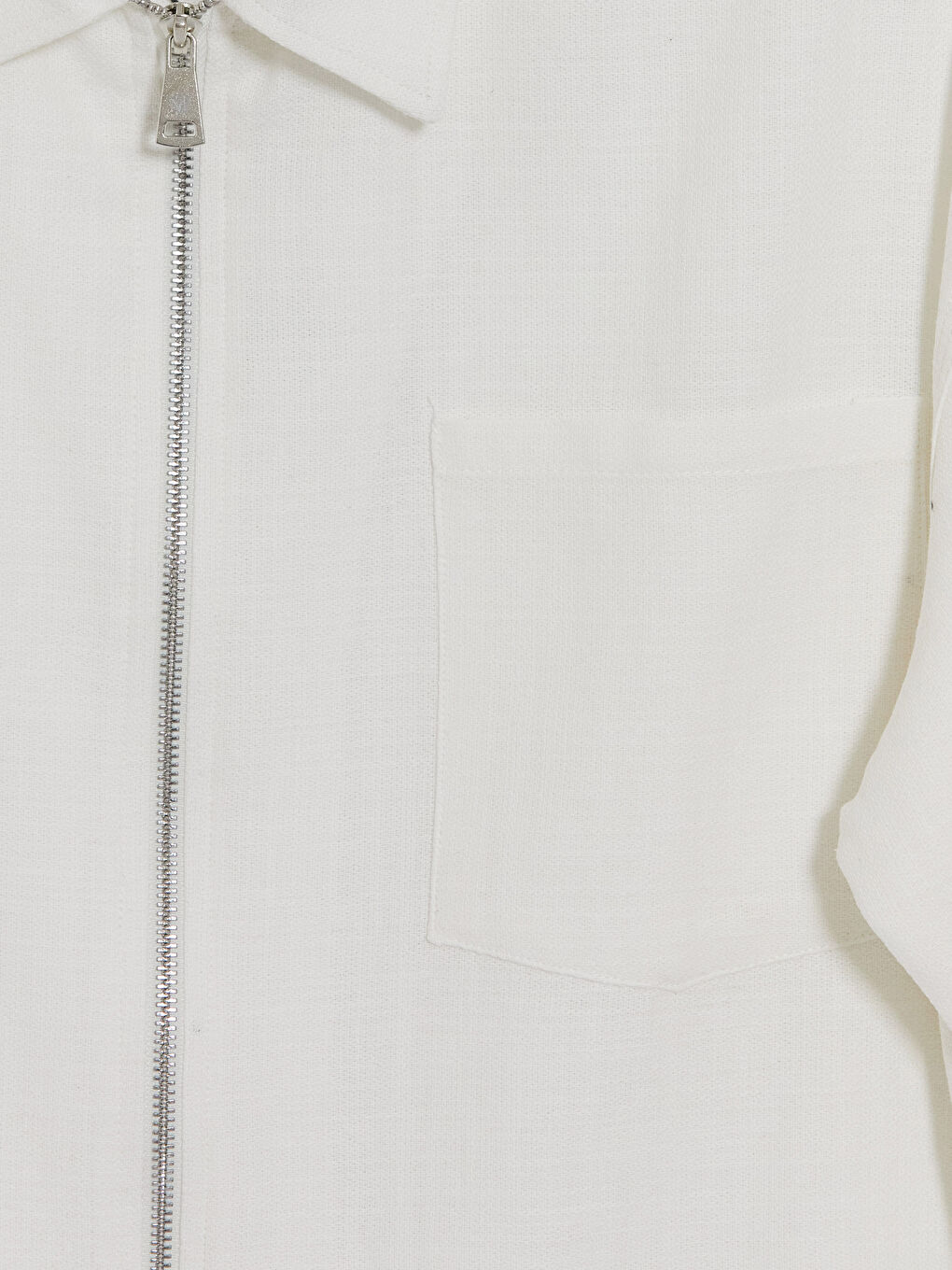 Ekru Regular Fit Fermuarlı Erkek Gömlek-2