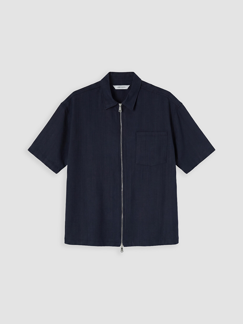 Lacivert Regular Fit Fermuarlı Erkek Gömlek-8