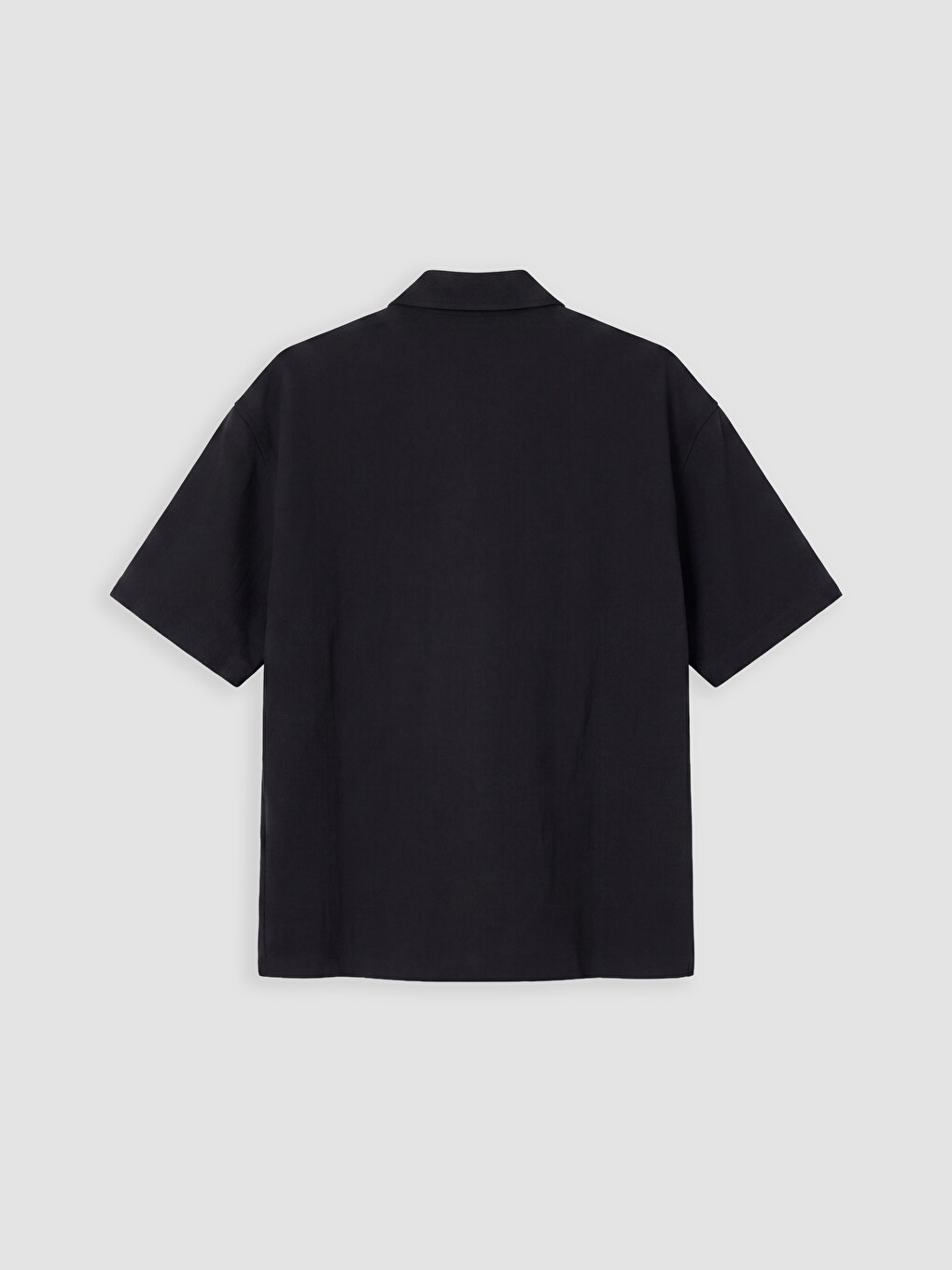 Siyah Regular Fit Fermuarlı Erkek Gömlek-5