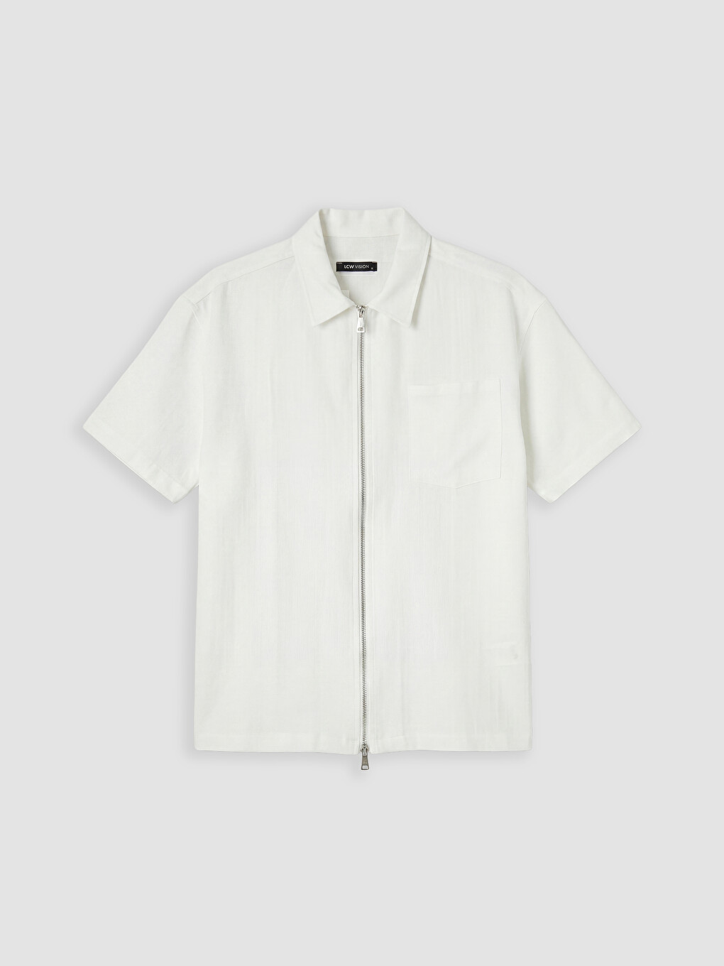 Ekru Regular Fit Fermuarlı Erkek Gömlek-8
