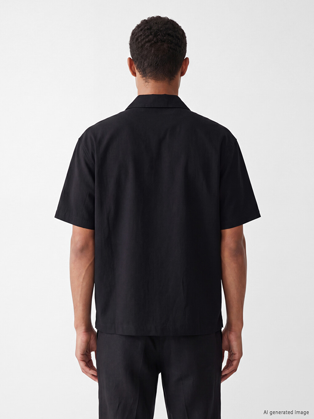 Siyah Regular Fit Fermuarlı Erkek Gömlek-3