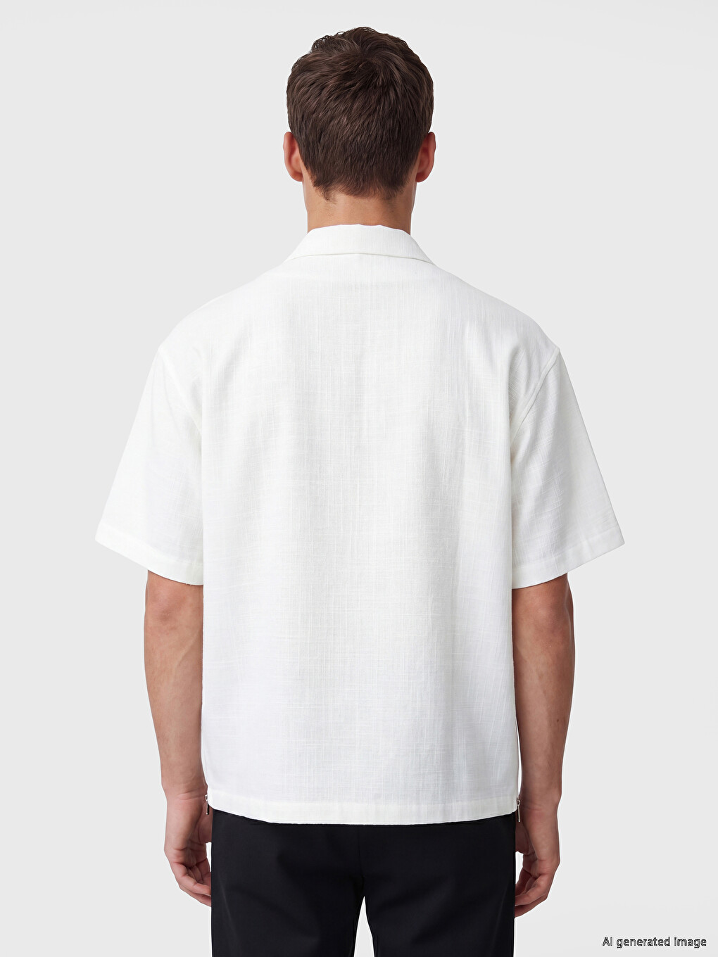 Ekru Regular Fit Fermuarlı Erkek Gömlek-7