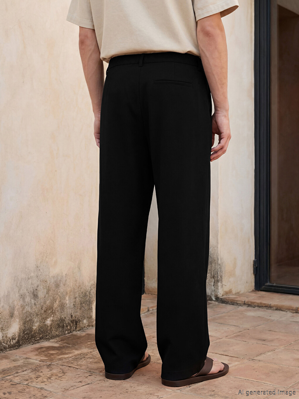 Siyah Regular Fit Pileli Erkek Pantolon-2