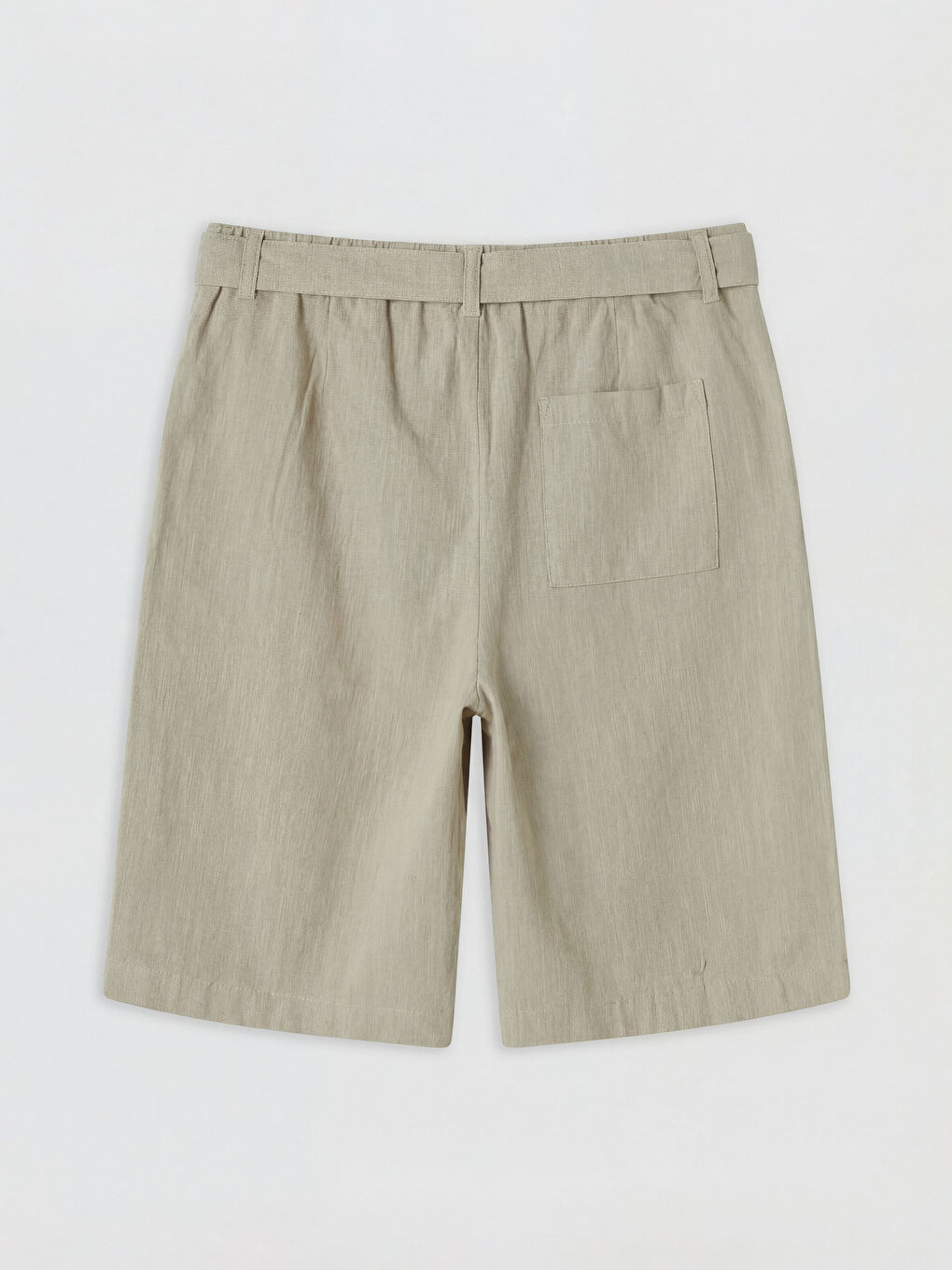 Bej Regular Fit Kemerli Erkek Şort-4