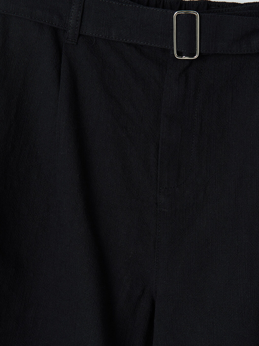 Siyah Regular Fit Kemerli Erkek Şort-5