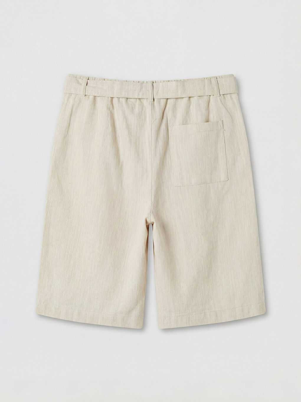 Ekru Regular Fit Kemerli Erkek Şort-1