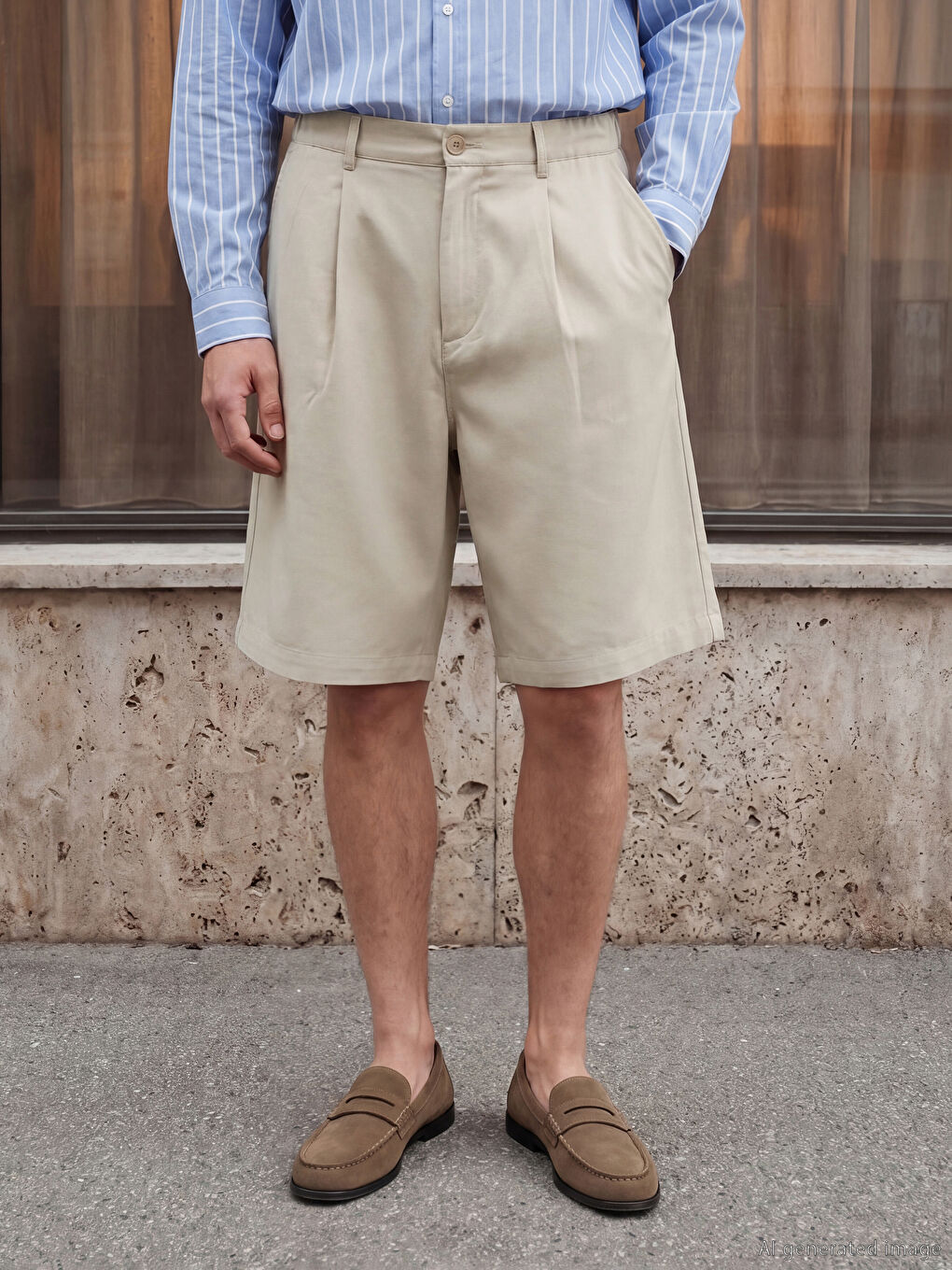 Bej Regular Fit Erkek Şort-1